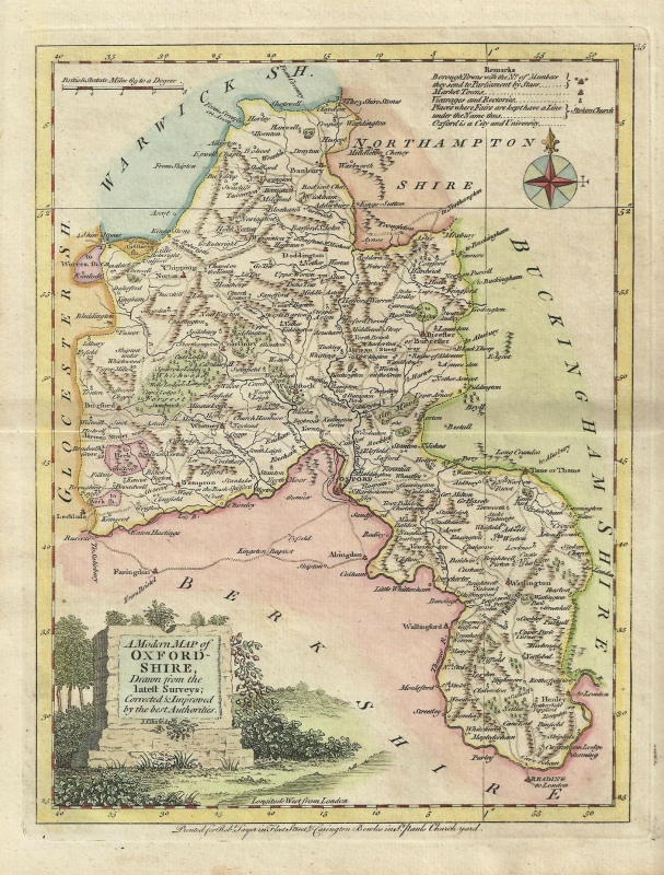 'A Modern MAP of OXFORD-SHIRE' by J. Ellis c.1765