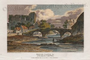 'BRIDGE, CASTLE, &c at Brecknock-South Wales.' by Lathbury / Smith c.1813
