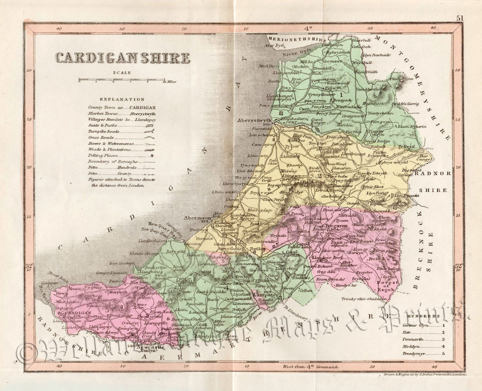 Cardigan / Ceredigion Maps Archives - Welland Antique Maps