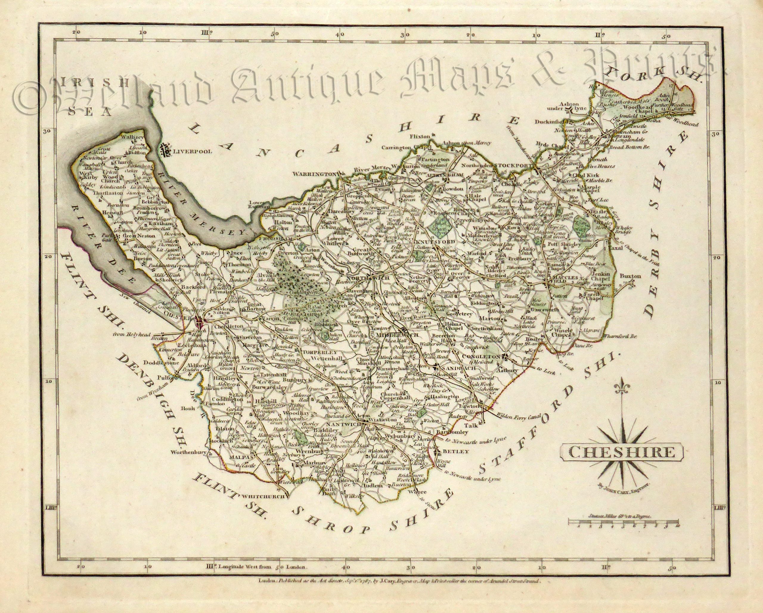 'CHESHIRE by John Cary, Engraver.' c.1787/1788 ('New & Correct English Atlas')