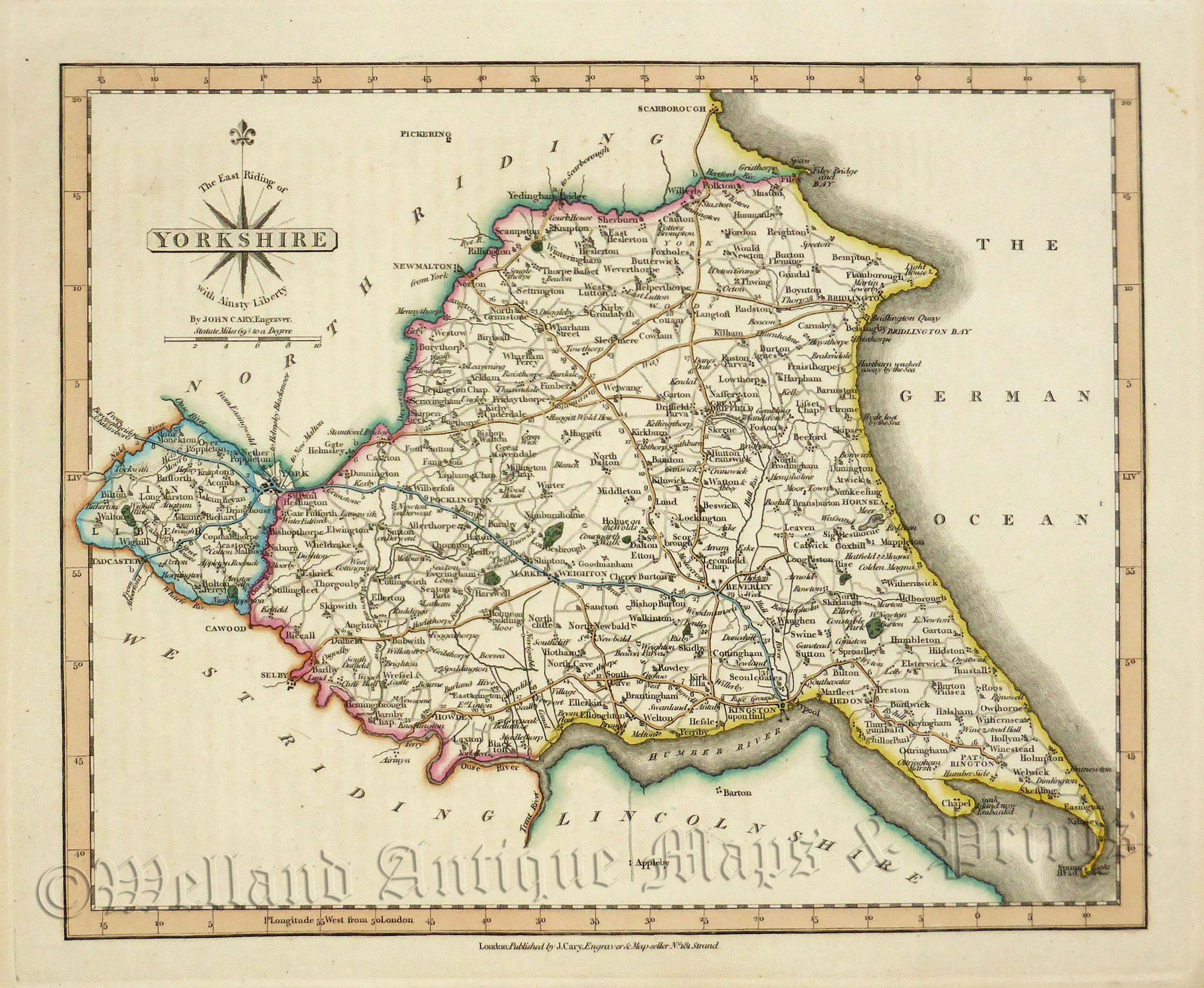 'The East Riding of YORKSHIRE with Ainsty Liberty By JOHN CARY Engraver.' c.1818