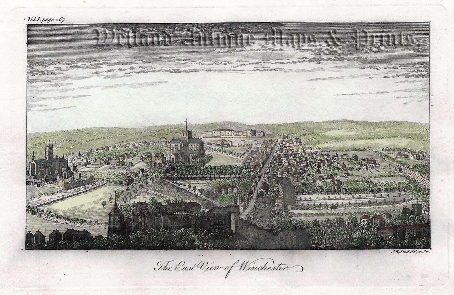 'The East View of Winchester.' by J. Ryland c.1764