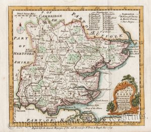 'The COUNTY of ESSEX Divided into its HUNDREDS...' by Emanuel Bowen c.1759 / 1763