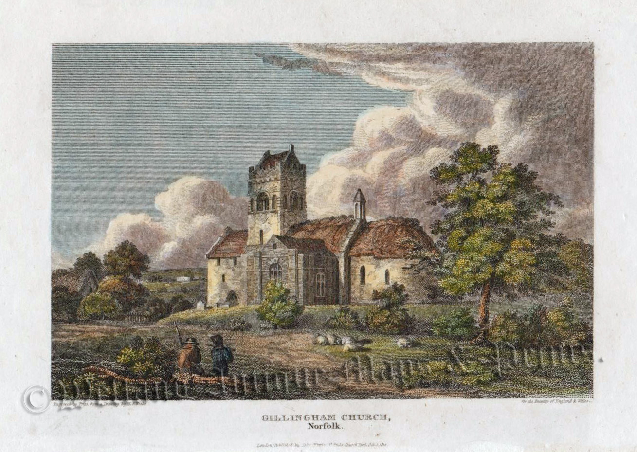 'GILLINGHAM CHURCH, Norfolk.' by J. P. Neale / Potes c.1812 Welland