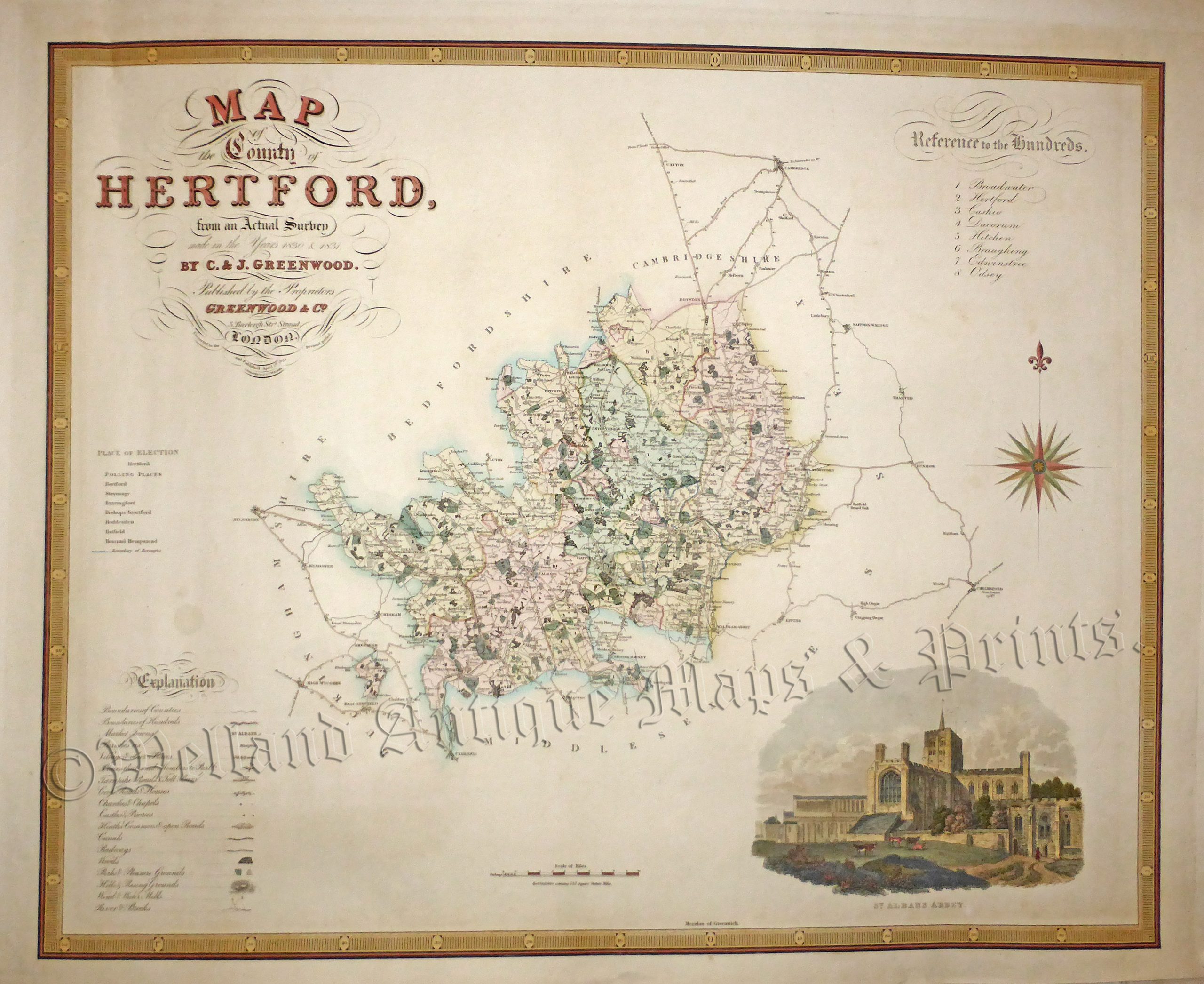 ‘MAP of the County of HERTFORD from an Actual Survey made in the Year 1830 & 1831 BY C. & J
