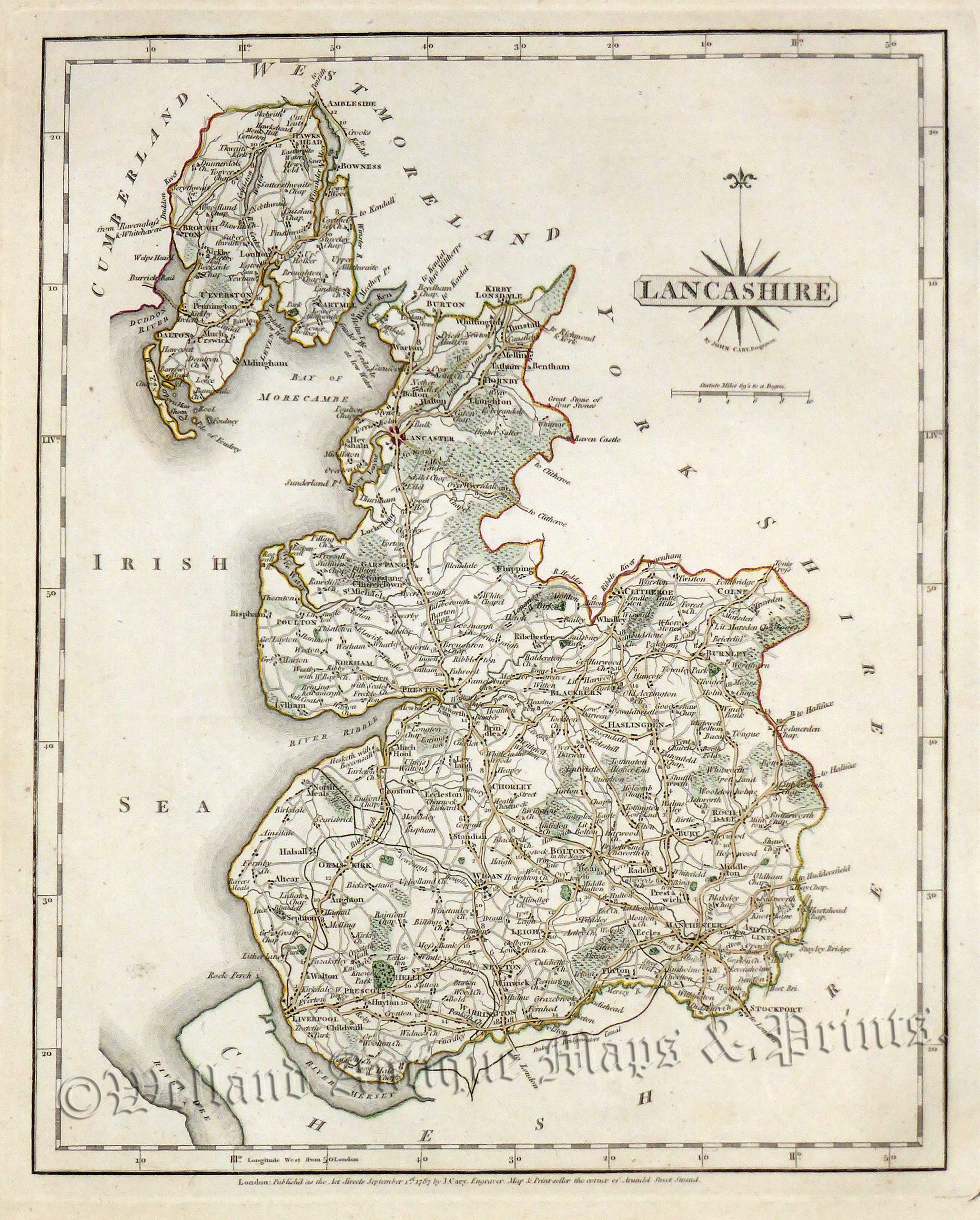 'LANCASHIRE By JOHN CARY Engraver.' c.1787