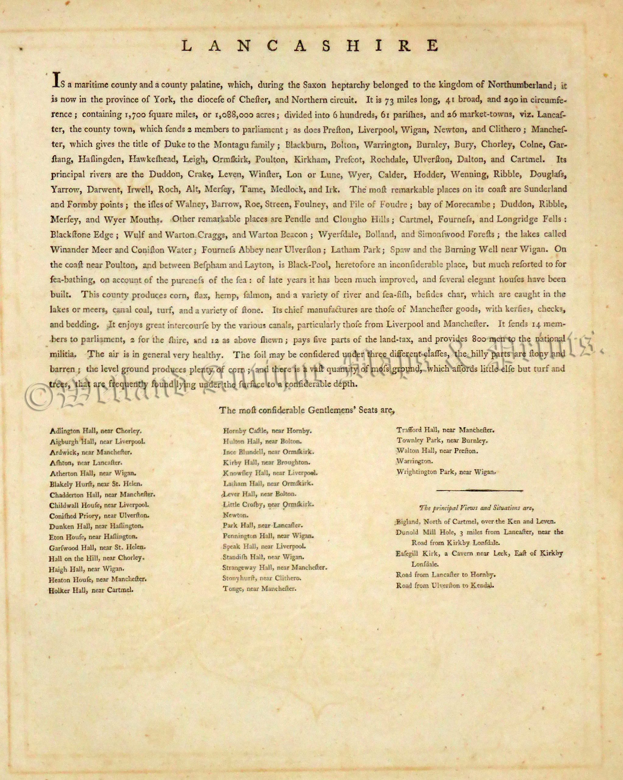 'LANCASHIRE By JOHN CARY Engraver.' c.1787 - Image 2