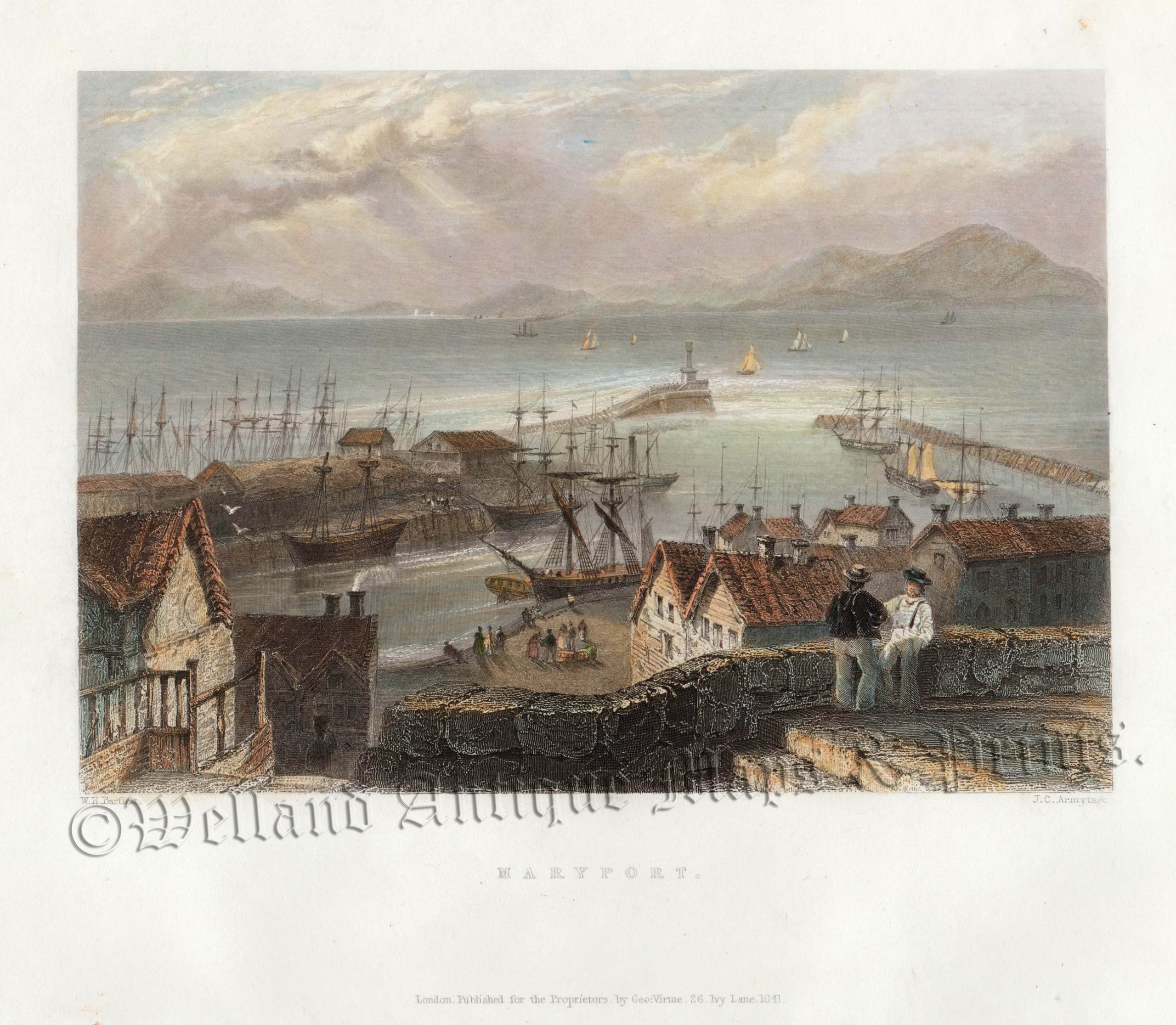 'MARYPORT.' by W. H. Bartlett / J. C. Armytage c.1841 Welland Antique