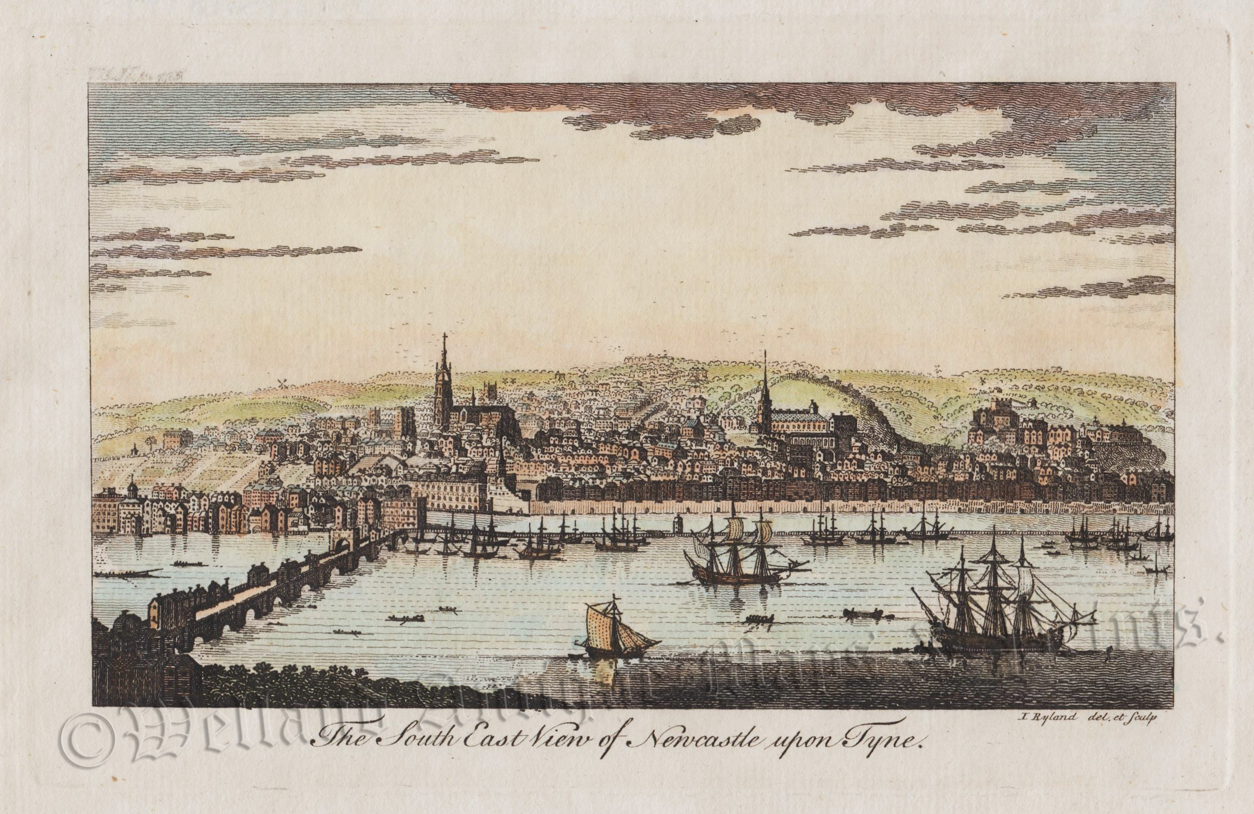 'The South East View of Newcastle upon Tyne.' by J. Ryland c.1764