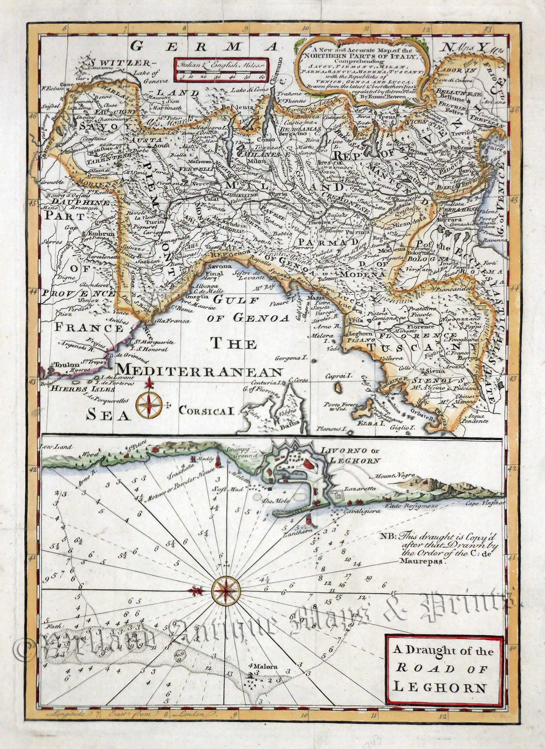 ‘A New and Accurate Map of the NORTHERN PARTS OF ITALY’ / ‘A Draught of ...