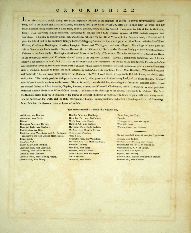 'OXFORDSHIRE By JOHN CARY Engraver' c.1809 (New & Correct English Atlas) - Image 2