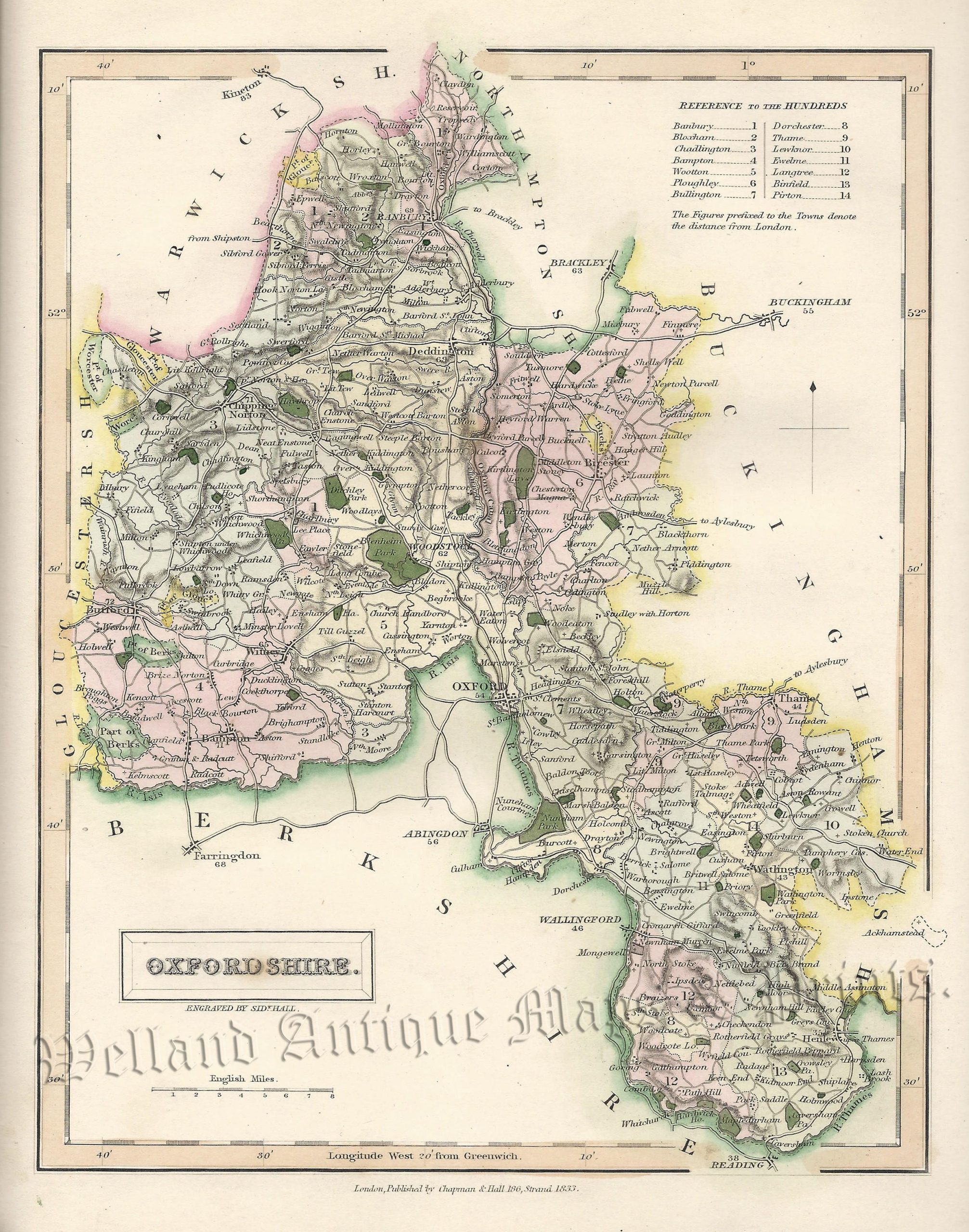 'OXFORDSHIRE.' (with text) by Sidney Hall c.1833