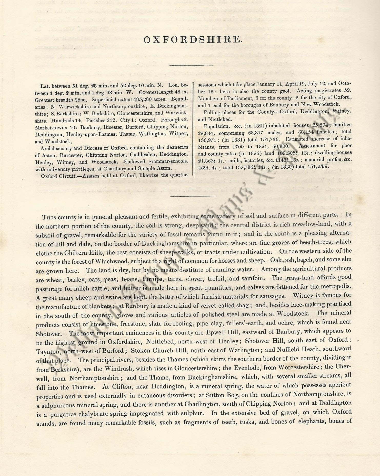 'OXFORDSHIRE.' (with text) by Sidney Hall c.1833 - Image 2