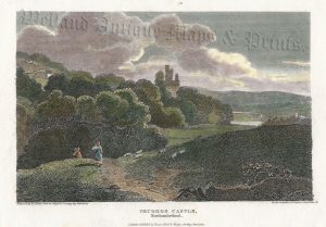 'PRUDHOE CASTLE, Northumberland' by Nicholson / W. J. White c.1811 (ex 'Beauties of England & Wales')