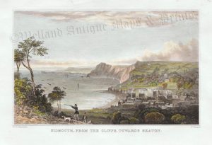'SIDMOUTH, FROM THE CLIFFS, TOWARDS SEATON.' (Devon) by W. H. Bartlett / P. Heath c.1830