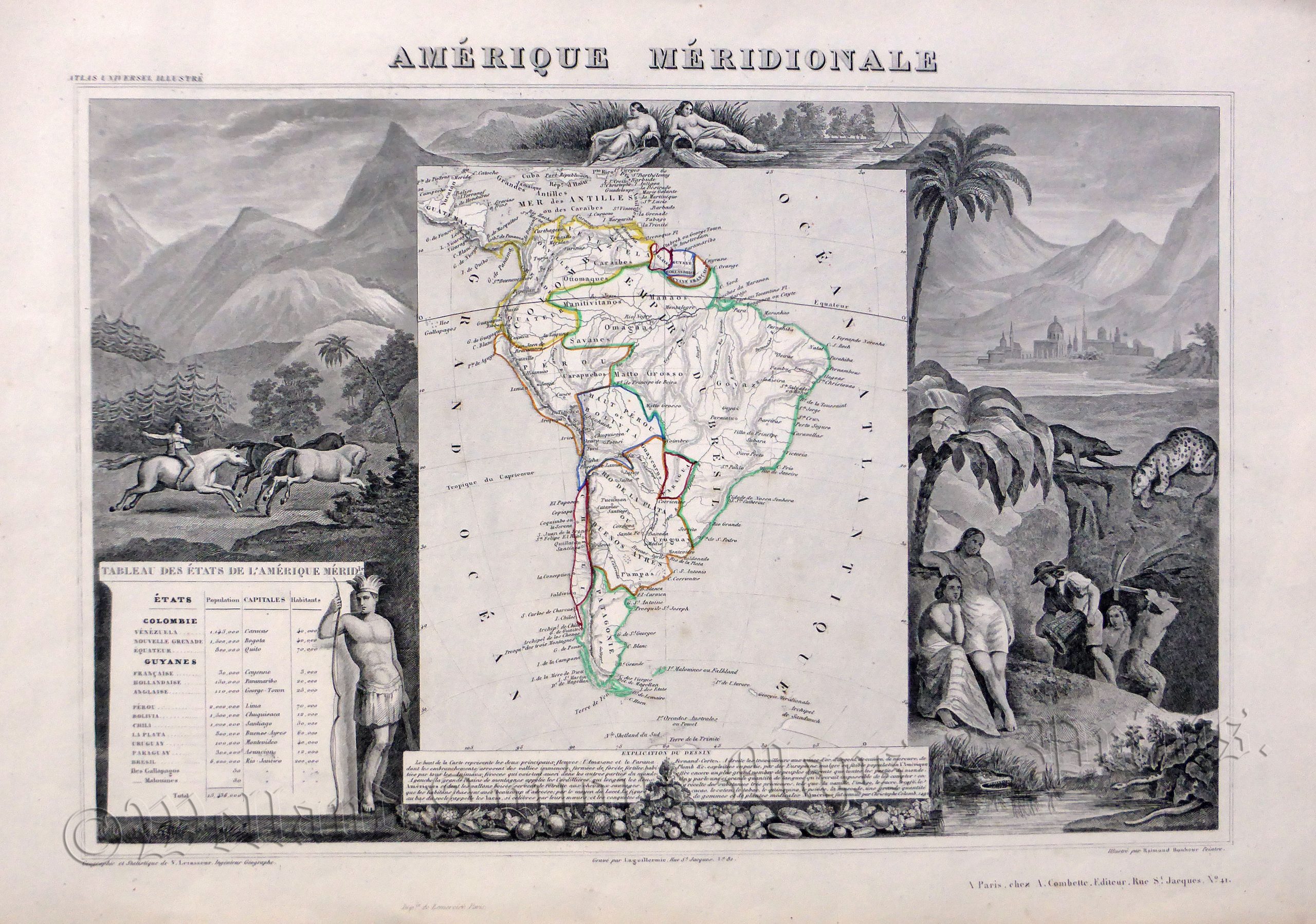 'AMERIQUE MERIDIONALE' (South America) by Victor Levasseur c.1860s