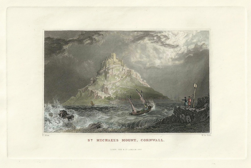 'ST. MICHAEL'S MOUNT CORNWALL' by T. Allom / W. Le Petit c.1844