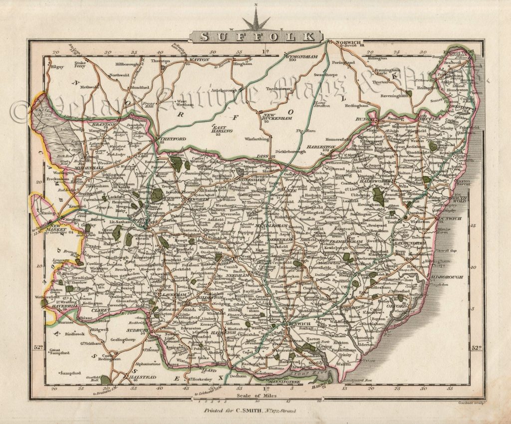  SUFFOLK By Thomas Read John Rocque C 1746 Welland Antique Maps