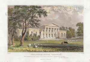 'TRELISSICK-HOUSE, CORNWALL.' by T. Allom / M. J. Starling c.1831