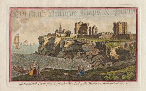 'Tinmouth Castle from the North with a View of the Haven & c. Northumberland.' pub. by A. Hogg c.1786