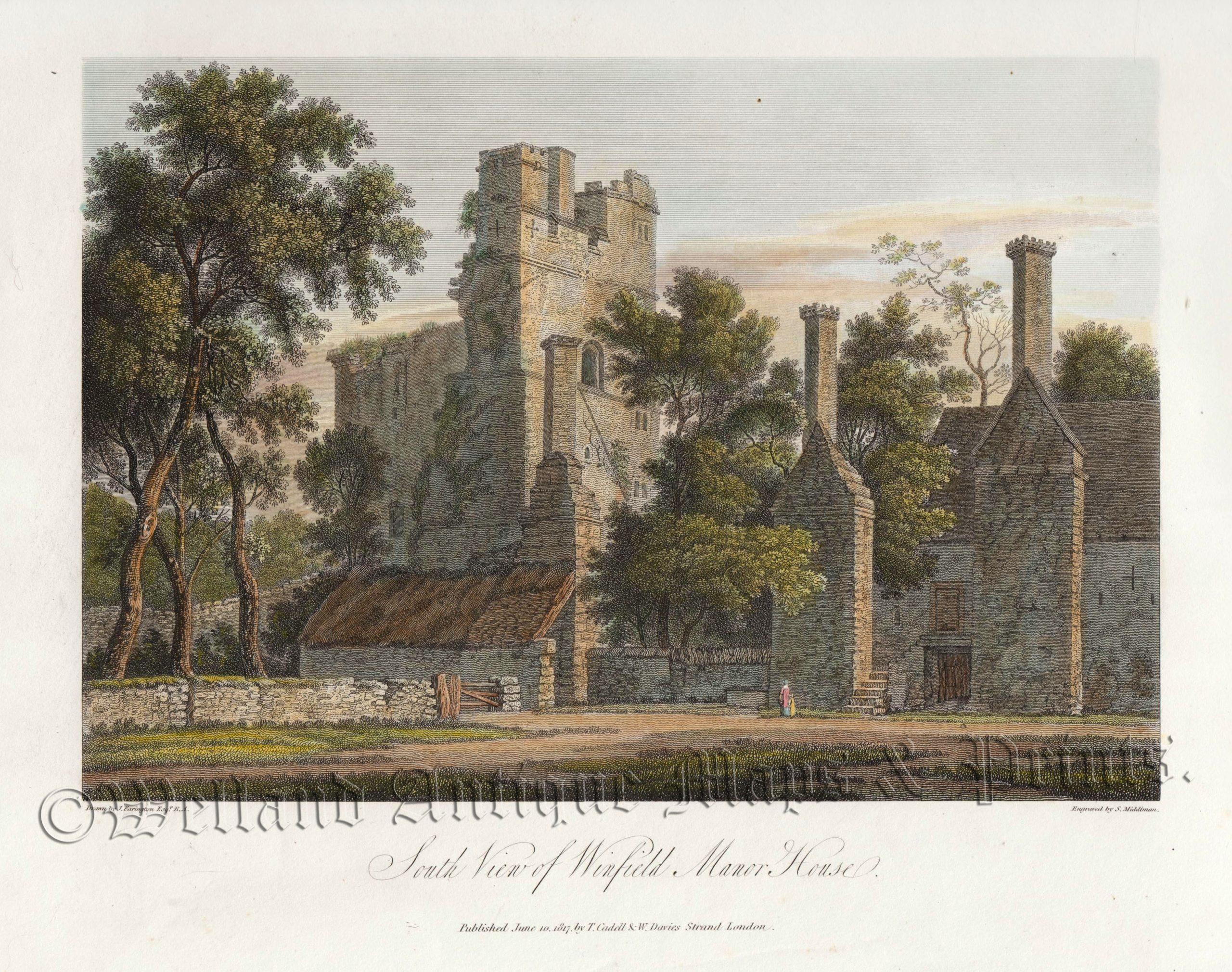 ‘South View of Winfield [Wingfield] Manor House.’ (Derbyshire) by J