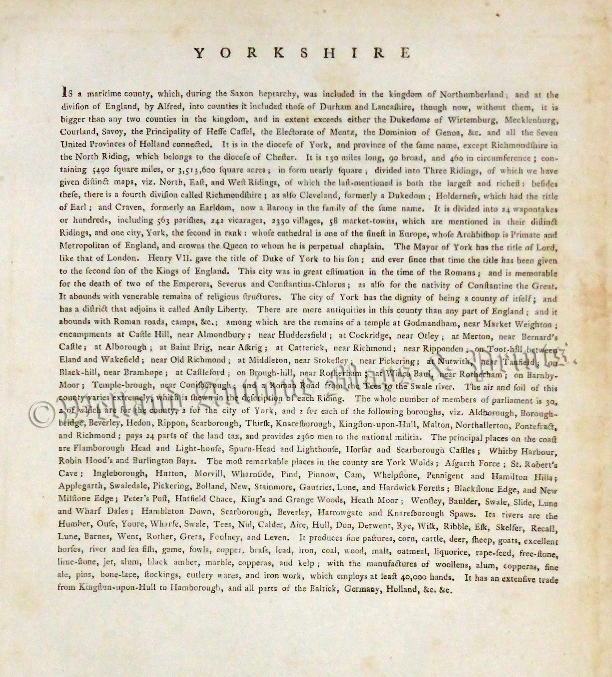 'The East Riding of YORKSHIRE with Ainsty Liberty By JOHN CARY Engraver.' c.1787 - Image 2