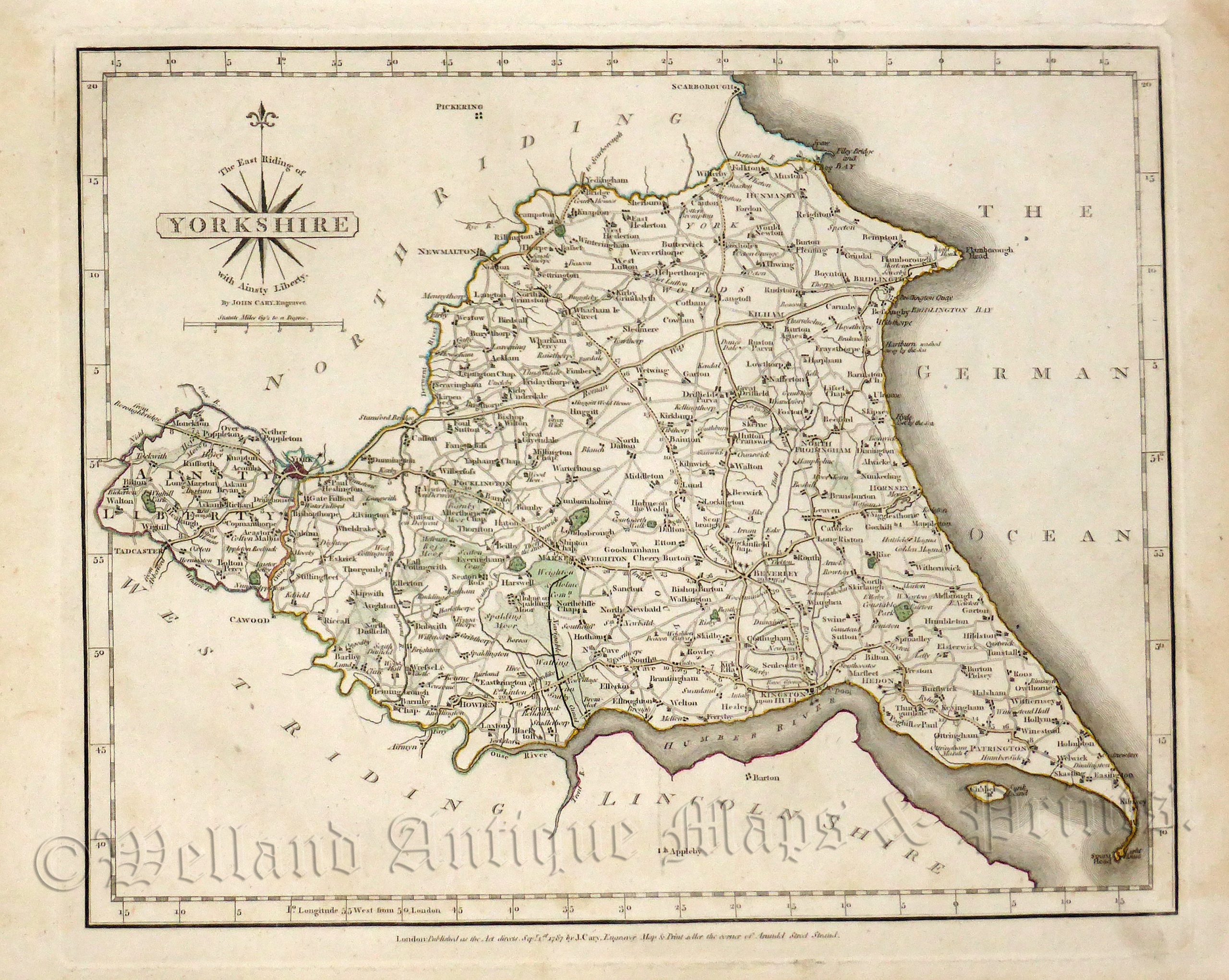 'The East Riding of YORKSHIRE with Ainsty Liberty By JOHN CARY Engraver.' c.1787