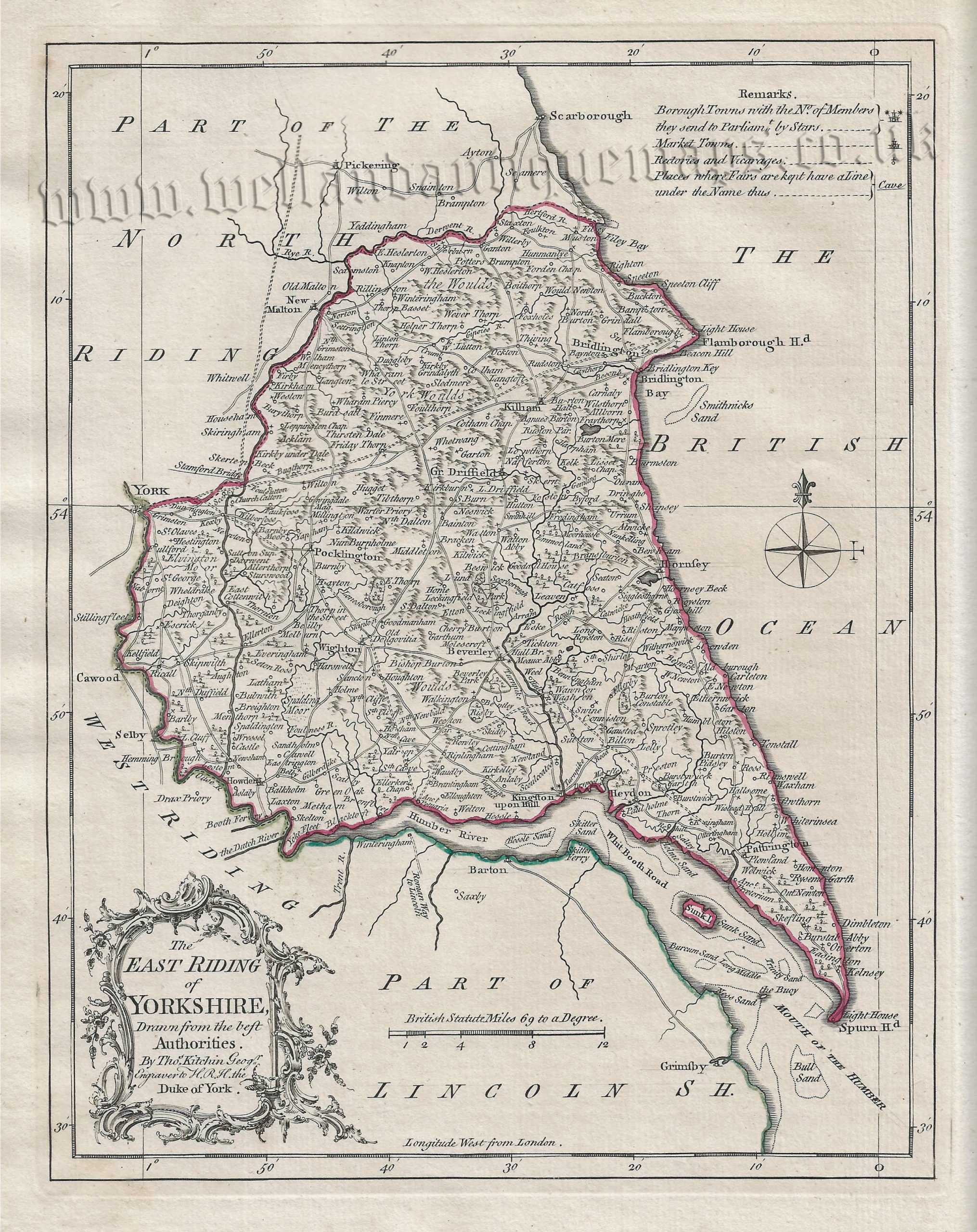 'The EAST RIDING of YORKSHIRE, Drawn from the best Authorities' by Thomas Kitchin c.1764