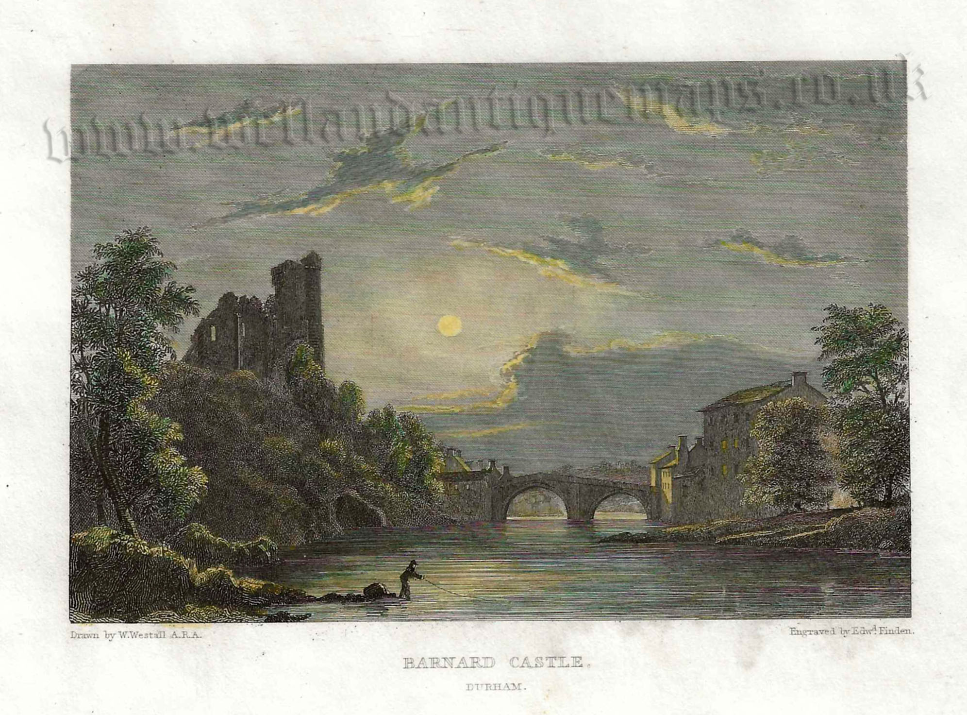 'BARNARD CASTLE. DURHAM' by W. Westall A.R.A. / E. Finden c.1830