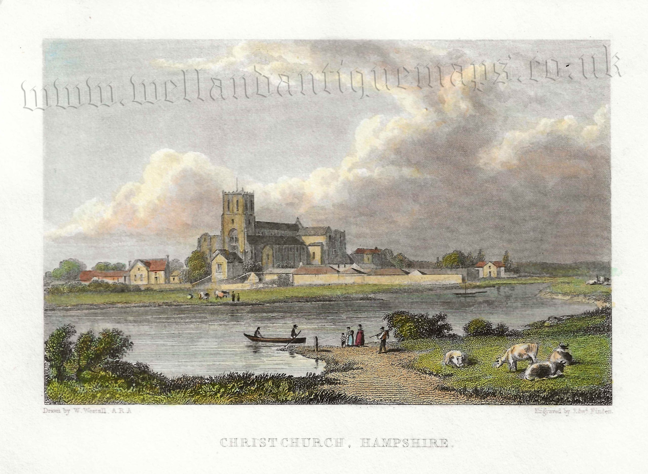 'CHRISTCHURCH HAMPSHIRE.' by W. Westall A. R. A. / E. Finden c.1830