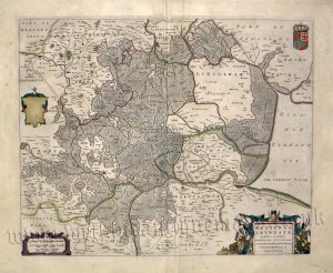 'REGIONES INUNDATAE' (Map of the Fens) by Joan Blaeu c.1664