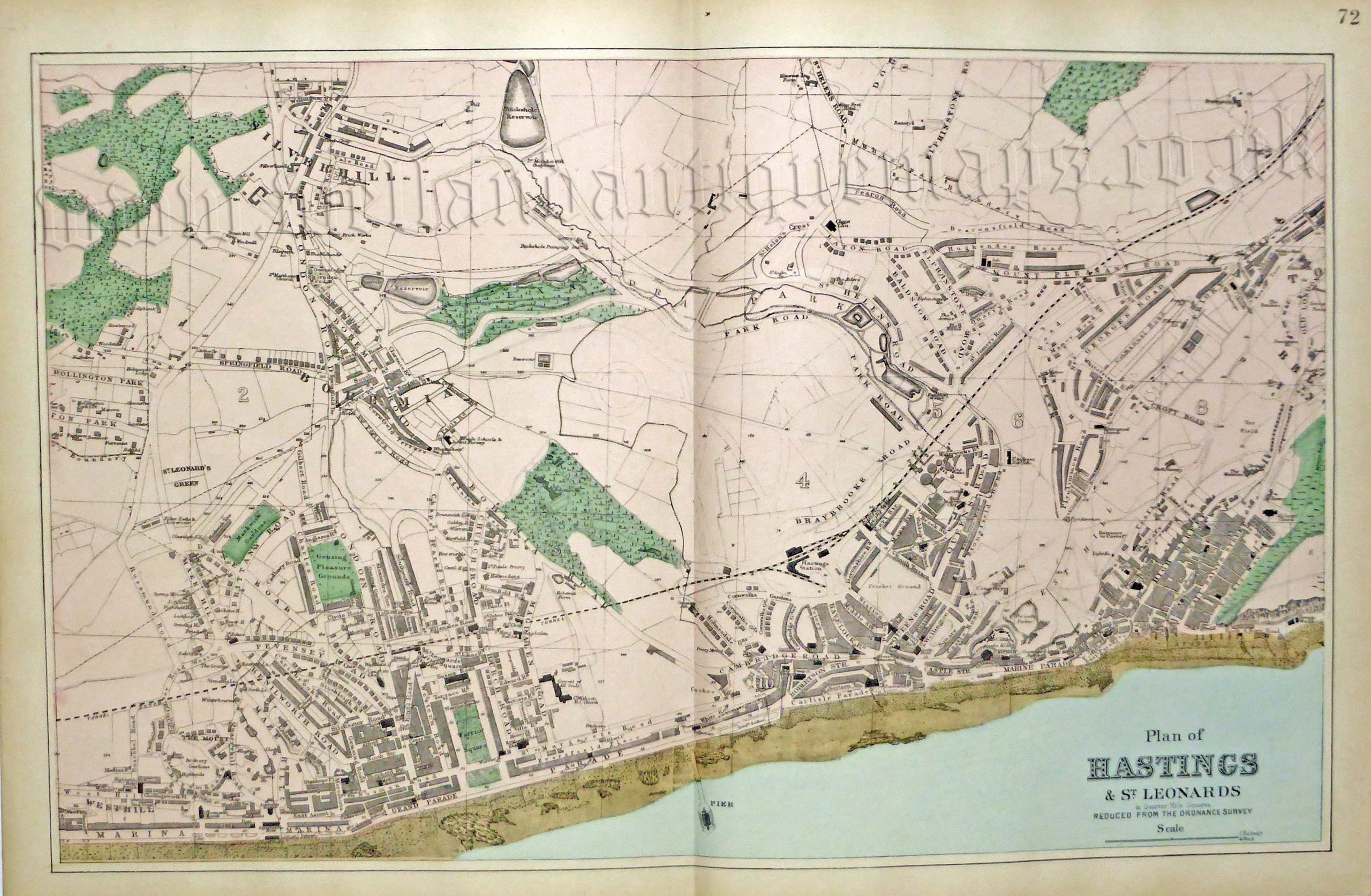 ‘Plan of HASTINGS & ST. LEONARDS’ by G. W. Bacon c.1884