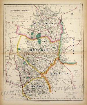 'NOTTINGHAMSHIRE’ (Hobson Fox Hunting Map) By J. & C. Walker c.1850