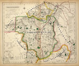 'WORCESTERSHIRE’ (Hobson Fox Hunting Map) By J. & C. Walker c.1850