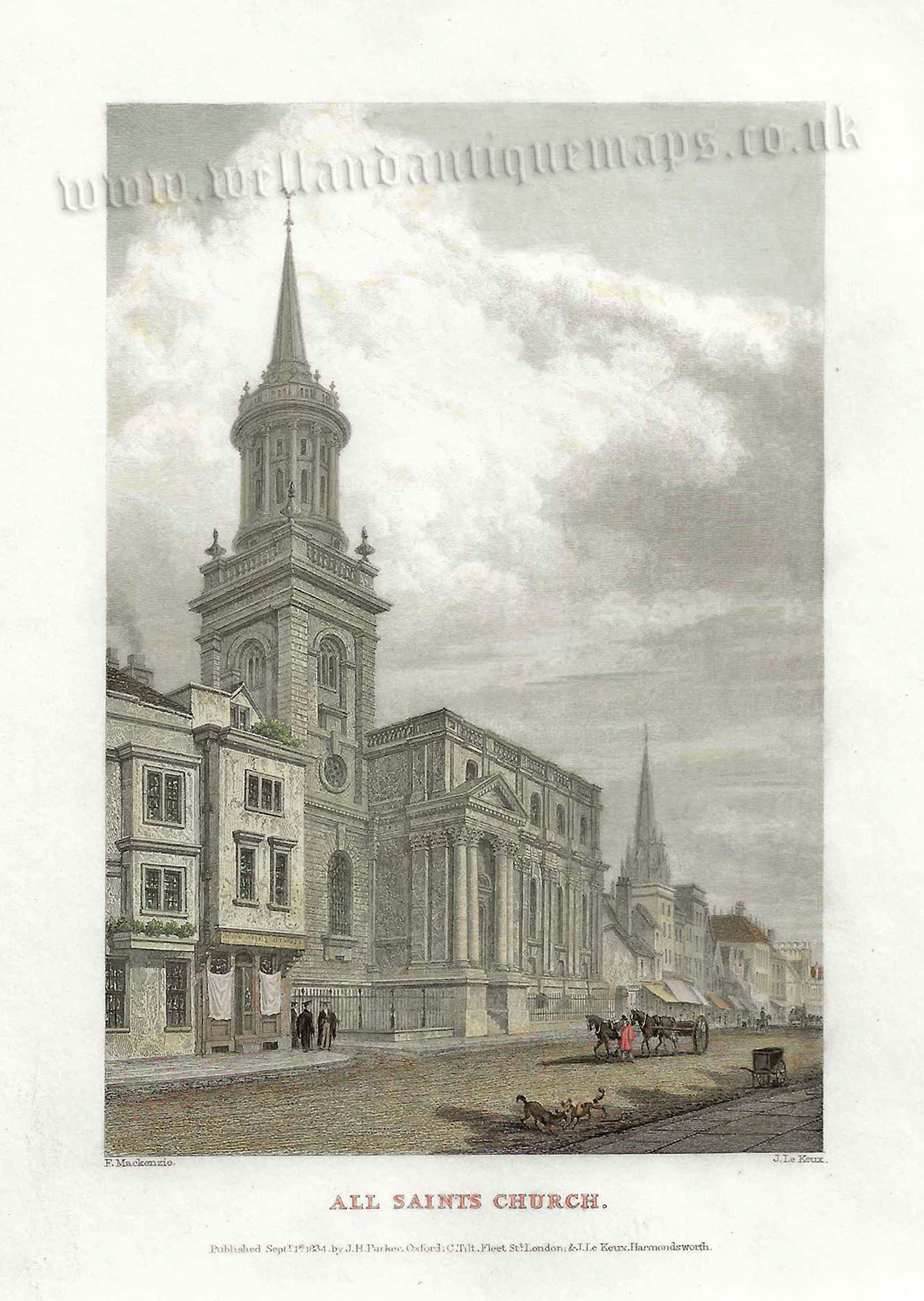 'ALL SAINTS CHURCH.' (Oxford) by F. Mackenzie / J. Le Keux c.1834 / 1837