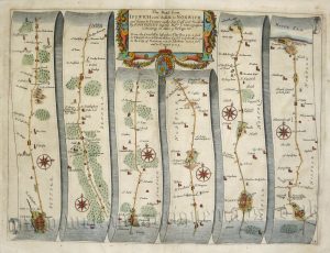 Plate 74: The Road from IPSWICH to CROMER (via NORWICH) by JOHN OGILBY c.1675