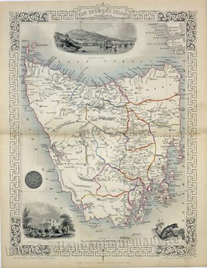 'VAN DIEMEN'S ISLAND OR TASMANIA.' by J. Rapkin / J. Tallis c.1849