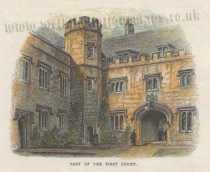 ‘Part of The First Court’ (Magdalene College) from ‘Memorials of Cambridge’ c.1841