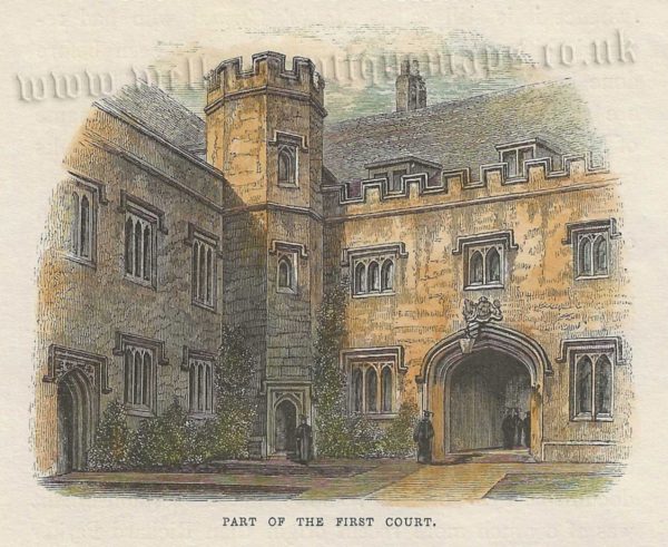 ‘Part of The First Court’ (Magdalene College) from ‘Memorials of Cambridge’ c.1841