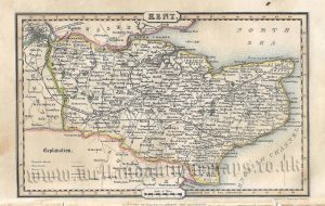 'KENT.' (with Triangular Distance Table) by James Pigot (Pocket Topography) c.1841
