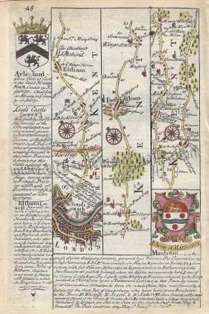 Page 48: The Road from London to Wrotham, Kent by J. Owen & E. Bowen c.1720-1764