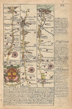 Page 43: The Road from Sittingbourne to Dover (via Canterbury) by J. Owen & E. Bowen c.1720-c.1764