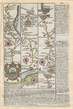 Page 83: The Road from Padstow to Truro via St. Colomb by J. Owen & E. Bowen c.1720