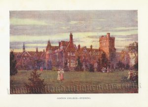 ‘GIRTON COLLEGE — EVENING’ (Cambridge) by W. Matthison c.1922