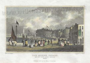'THE MARINE PARADE. AND NEW DROIT HOUSE MARGATE KENT.’ by G. Shepherd / T. Garner c.1830
