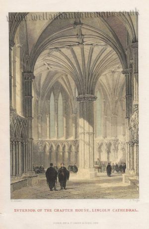 'INTERIOR OF THE CHAPTER HOUSE, LINCOLN CATHEDRAL.' by T. Allom / J. Tingle c.1836