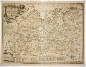 'AN ACCURATE MAP of the COUNTY of SURREY ...' by Emanuel Bowen c.1763 (ex 'Large English Atlas')