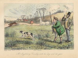 'Mr. Jogglebury Crowdey with his dog and his gun.' by John Leech (R. S. Surtees) c.1853
