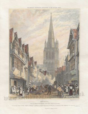 ‘BRISTOL, VIEW IN REDCLIFFE STREET WITH THE SPIRE RESTORED.’ by W. H. Bartlett / R. Sands c.1830