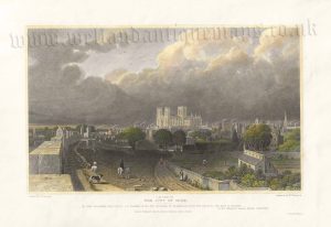 ‘S. W. VIEW OF THE CITY OF YORK.’ by G. F. Robson / W. Woolnoth c.1827/1828